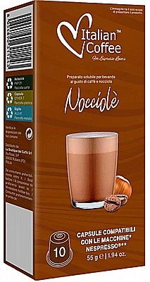 10 קפסולות אגוזים נספרסו איטליין קופי/NIOCCIOLO ITALIAN COFFEE