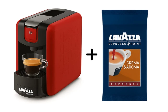 מכונת קפה לוואצה פוינט +100 קפסולות למביני עניין LAVAZZA EP MINI