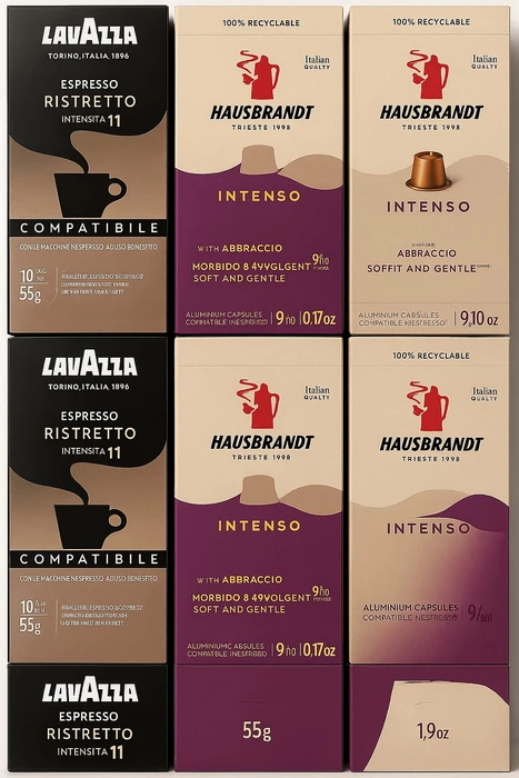 100 קפסולות תואם נספרסו /HAUSBRANDT INTENSO
LAVAZZA RISTRETTO